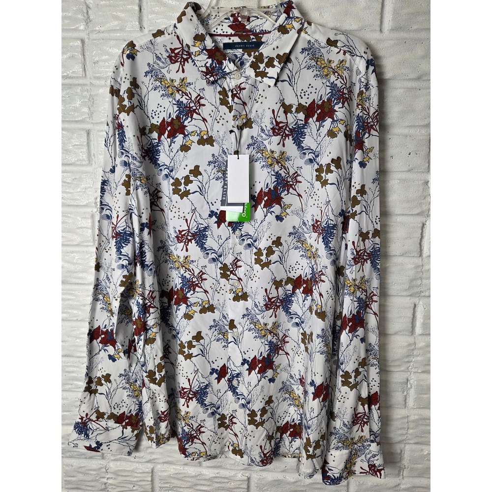 PERRY ELLIS EcoVero button up shirt Men's size XXL Fall Floral long sleeve NWT